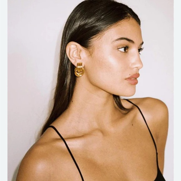 Gold Double Knot Hoops - Picture 7 of 12